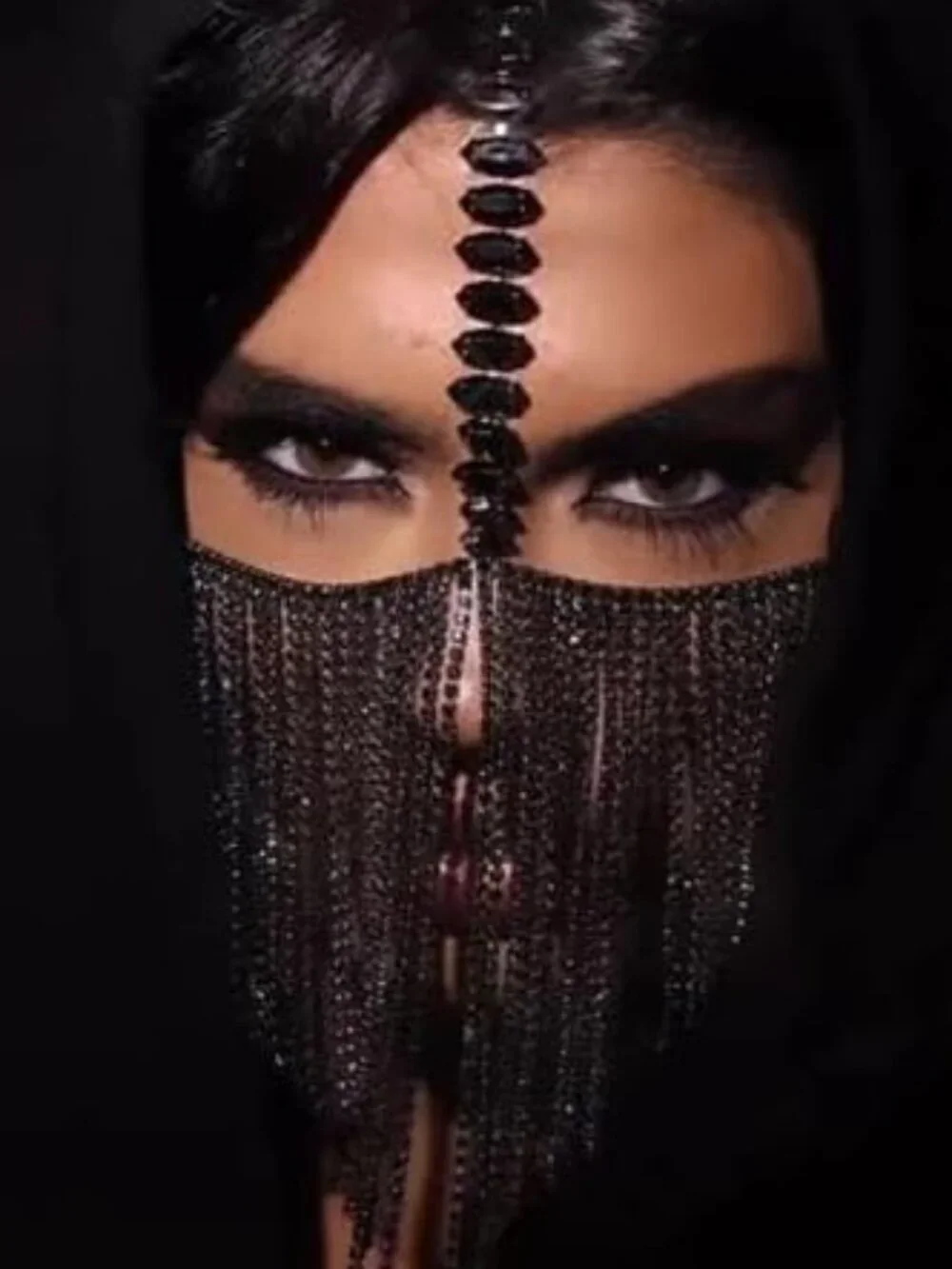Rhinestone Fringe Mask